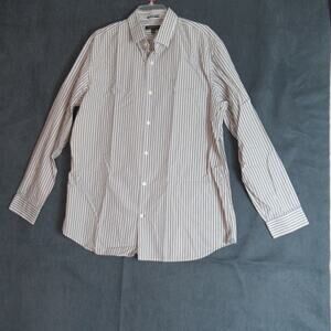 Banana Republic Shirt Mens XL Gray White Striped Camden Fit Button Up Preppy